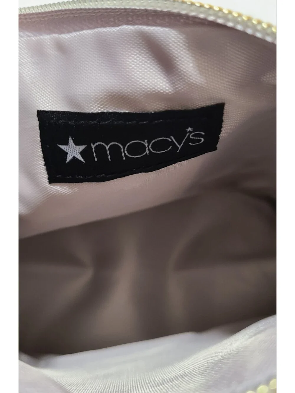 2pk Macy's Makeup Cosmetics Bag Set Womens Sz S & M Silver Travel Storage Pouch